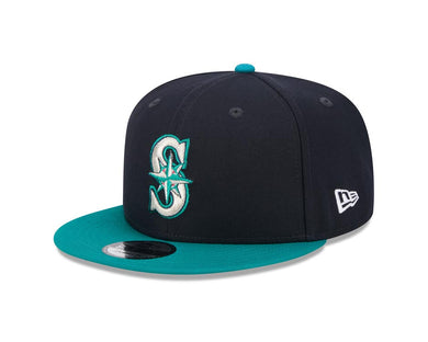 Seatlle Mariners New Era MLB 59FIFTY 5950 Fitted Cap Hat Navy Blue Crown Teal Visor Team Color Logo