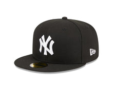Load image into Gallery viewer, New York Yankees New Era MLB 59FIFTY 5950 Fitted Cap Hat Black Crown/Visor White Logo 2000 World Series Side Patch
