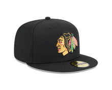 Load image into Gallery viewer, Chicago Blackhawks New Era NHL 59FIFTY 5950 Fitted Cap Hat Black Crown/Visor Team Color Logo

