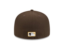Load image into Gallery viewer, San Diego Padres New Era MLB 59FIFTY 5950 Fitted Cap Hat Brown Crown/Visor Yellow/Orange Copperstown Logo

