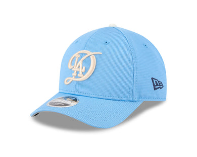 (City Connect) Los Angeles Dodgers New Era MLB 9FORTY 940 Adjustable M-Crown Cap Hat Sky Blue Crown/Visor Cream Logo