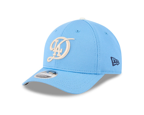 (City Connect) Los Angeles Dodgers New Era MLB 9FORTY 940 Adjustable M-Crown Cap Hat Sky Blue Crown/Visor Cream Logo