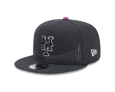New York Mets New Era MLB 9FIFTY 950 Snapback 2024 City Connect Cap Hat Gray Crown/Visor Black/White Logo