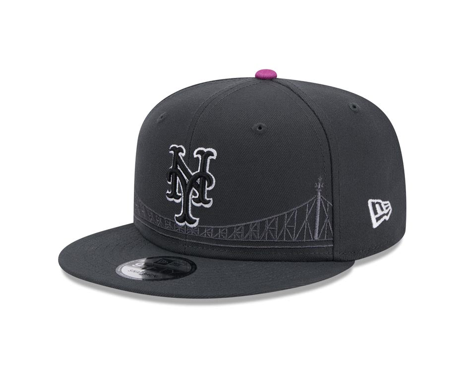 New York Mets New Era MLB 9FIFTY 950 Snapback 2024 City Connect Cap Hat Gray Crown/Visor Black/White Logo
