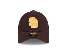 Load image into Gallery viewer, San Diego Padres New Era MLB 9TWENTY 920 Adjustable Trucker/Mesh Cap Hat Brown Crown/Visor Yellow Logo Script
