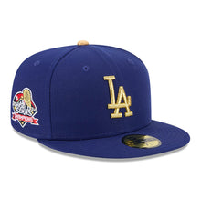 Load image into Gallery viewer, Los Angeles Dodgers New Era MLB 59FIFTY 5950 Fitted Cap Hat Royal Blue Crown/Visor Metallic Gold Logo 2024 World Series Champions Side Patch
