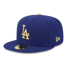Load image into Gallery viewer, Los Angeles Dodgers New Era MLB 59FIFTY 5950 Fitted Cap Hat Royal Blue Crown/Visor Metallic Gold Logo 2024 World Series Champions Side Patch
