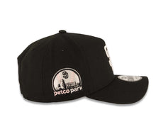 Load image into Gallery viewer, San Diego Padres New Era MLB 9FORTY 940 Adjustable A-Frame Cap Hat Black Crown/Visor White Logo With Pink Palm Petco Park Side Patch Gray UV

