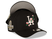 Load image into Gallery viewer, Los Angeles Dodgers New Era MLB 9FORTY 940 Adjustable A-Frame Cap Hat Black Crown/Visor White Logo With Pink Rose 2024 World Series Champions Side Patch
