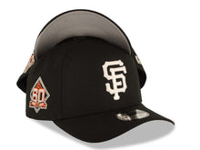 Load image into Gallery viewer, San Francisco Giants New Era 9FORTY 940 Adjustable A-Frame Cap Hat Black Crown/Visor White Logo 60th Anniversary Side Patch Gray UV
