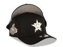 Load image into Gallery viewer, Houston Astros New Era MLB 9FORTY 940 Adjustable A-Frame Cap Hat Black Crown/Visor White Logo 2022 World Series Champions Side Patch Gray UV
