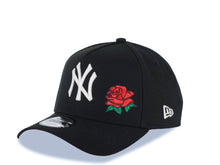 Load image into Gallery viewer, New York Yankees New Era MLB 9FORTY 940 Adjustable A-Frame Cap Hat Black Crown/Visor White Logo With Rose 27 World Championship Side Patch Red UV
