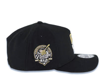 Load image into Gallery viewer, San Diego Padres New Era MLB 9FORTY 940 Adjustable A-Frame Cap Hat Black Crown/Visor White/Metallic Gold Drip Logo 40th Anniversary Side Patch
