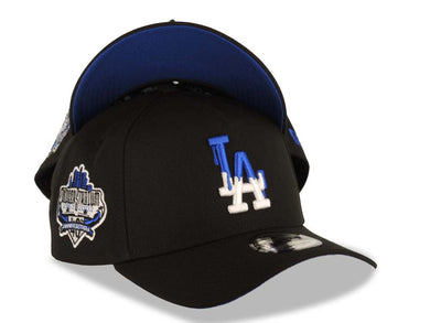 Los Angeles Dodgers New Era MLB 9FORTY 940 Adjustable Cap Hat Black Crown/Visor White/Royal Blue Drip Logo 40th Anniversary Stadium Side Patch