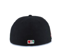 Load image into Gallery viewer, Los Angeles Dodgers New Era MLB 59FIFTY 5950 Fitted Cap Hat Black Crown/Visor White Logo With Rose 2024 World Series Side Patch
