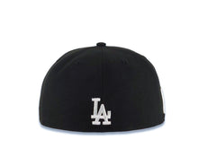 Load image into Gallery viewer, Los Angeles Dodgers New Era MLB 59FIFTY 5950 Fitted Cap Hat Black Crown/Visor White Logo With Flower Bloom Across Japan Flag Side Patch Gray UV
