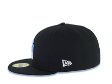 Load image into Gallery viewer, San Diego Padres New Era MLB 59FIFTY 5950 Fitted Cap Hat Black Crown/Visor White/Sky Blue Drip Paint Logo 10th Anniversary Petcopark Side Patch Gray UV
