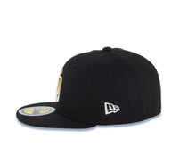 Load image into Gallery viewer, (Youth) San Diego Padres New Era MLB 59FIFTY 5950 Kid Fitted Cap Hat Black Crown/Visor White/Metallic Gold Drip Paint Logo 40th Anniversary Side Patch
