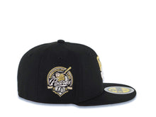 Load image into Gallery viewer, (Youth) San Diego Padres New Era MLB 59FIFTY 5950 Kid Fitted Cap Hat Black Crown/Visor White/Metallic Gold Drip Paint Logo 40th Anniversary Side Patch
