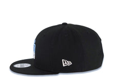 Load image into Gallery viewer, San Diego Padres New Era MLB 9FIFTY 950 Snapback Cap Hat Black Crown/Visor White/Sky Blue Drip Paint Logo 20th Anniversary Petcopark Side Patch

