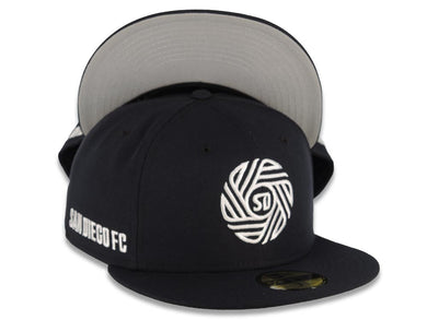 San Diego FC New Era MLS 59FIFTY 5950 Fitted Cap Hat Navy Blue Crown/Visor White White Logo Gray UV