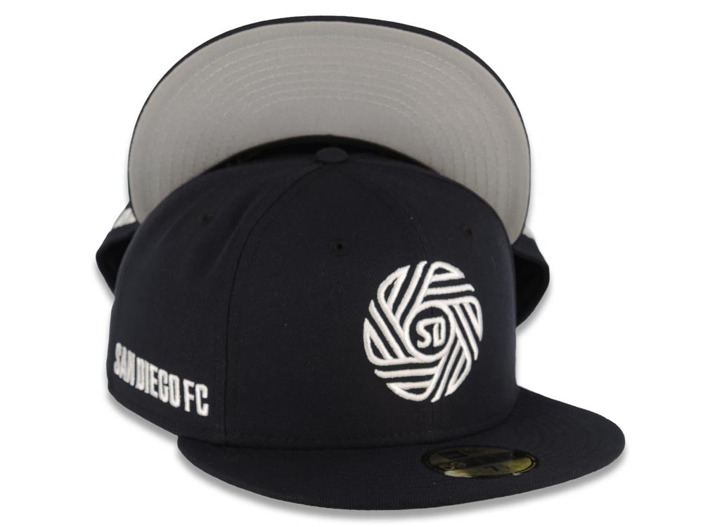 San Diego FC New Era MLS 59FIFTY 5950 Fitted Cap Hat Navy Blue Crown/Visor White White Logo Gray UV