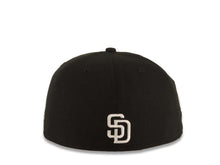 Load image into Gallery viewer, San Diego Padres New Era MLB 59FIFTY 5950 Fitted Cap Hat Black Crown/Visor White Logo With Rose 40th Anniversary Side Patch Gray UV
