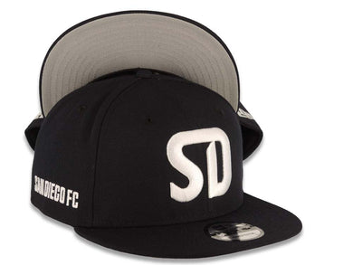 San Diego FC New Era MLS 9FIFTY 950 Snapback Cap Hat Black Crown/Visor White Logo Gray UV