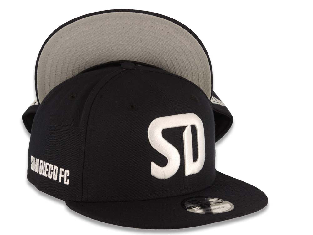 San Diego FC New Era MLS 9FIFTY 950 Snapback Cap Hat Black Crown/Visor White Logo Gray UV