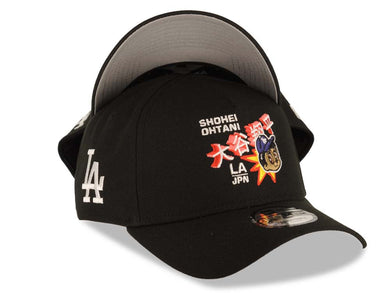 Los Angeles Dodgers New Era MLB 9FORTY 940 Adjustable A-Frame Cap Hat Black Crown/Visor Team Color Shohei Ohtani Logo LA Side Patch