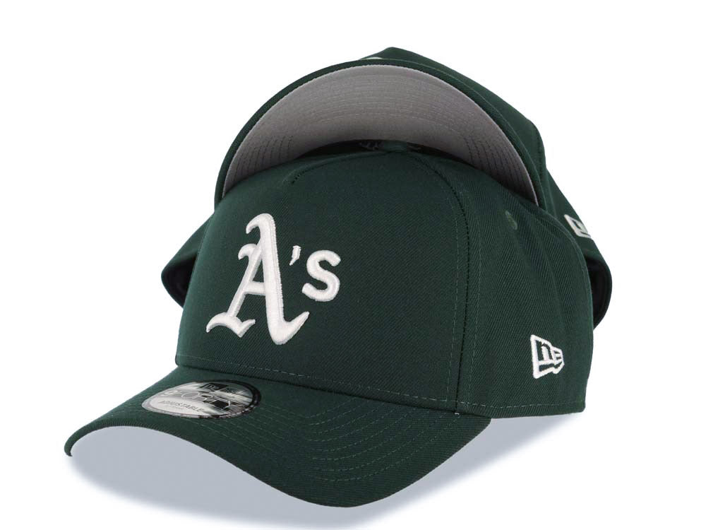 Oakland A's Athletics New Era MLB 9FORTY 940 Adjustable A-Frame Cap Hat Dark Green Crown/Visor White Logo