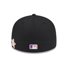 Load image into Gallery viewer, Atlanta Braves New Era MLB 59FIFTY 5950 Fitted Cap Hat Black Crown/Visor White Logo Green UV (Tonal Florals)
