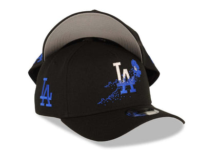 Los Angeles Dodgers New Era MLB 9FORTY 940 Adjustable A-Frame Cap Hat Black Crown/Visor White/Blue Logo With Dotted Flower Gray UV