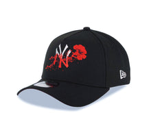 Load image into Gallery viewer, New York Yankees New Era MLB 9FORTY 940 Adjustable A-Frame Cap Hat Black Crown/Visor White/Red Logo With Dotted Flower Red UV
