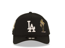 Load image into Gallery viewer, Los Angeles Dodgers New Era MLB 9FORTY 940 Adjustable A-Frame Cap Hat Black Crown/Visor White Logo With Palm Trees 50th Anniversary Side Patch
