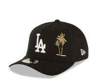 Load image into Gallery viewer, Los Angeles Dodgers New Era MLB 9FORTY 940 Adjustable A-Frame Cap Hat Black Crown/Visor White Logo With Palm Trees 50th Anniversary Side Patch
