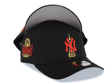 Load image into Gallery viewer, New York Yankees New Era MLB 9FORTY 940 Adjustable A-Frame Cap Hat Black Crown/Visor Red/Metallic Gold Empire Logo 2024 World Series Side Patch
