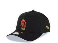 Load image into Gallery viewer, New York Yankees New Era MLB 9FORTY 940 Adjustable A-Frame Cap Hat Black Crown/Visor Red/Metallic Gold Empire Logo 2024 World Series Side Patch
