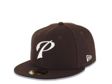 Load image into Gallery viewer, San Diego Padres New Era MLB 59FIFTY 5950 Fitted Cap Hat Brown Crown/Visor White Script P Logo 1998 World Series Side Patch Gray UV
