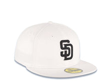 Load image into Gallery viewer, San Diego Padres New Era MLB 59FIFTY 5950 Fitted Cap Hat White Crown/Visor Black Logo Gray UV
