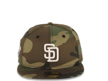 Load image into Gallery viewer, San Diego Padres New Era MLB 59FIFTY 5950 Fitted Cap Hat Camo Crown/Visor White Logo 1998 World Series Side Patch Gray UV
