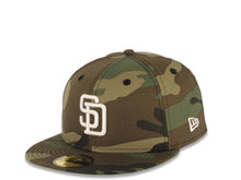 Load image into Gallery viewer, San Diego Padres New Era MLB 59FIFTY 5950 Fitted Cap Hat Camo Crown/Visor White Logo 1998 World Series Side Patch Gray UV
