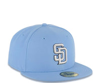 Load image into Gallery viewer, San Diego Padres New Era MLB 59FIFTY 5950 Fitted Cap Hat Sky Blue Crown/Visor White/Gray/Navy Logo Gray UV
