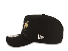 Load image into Gallery viewer, San Diego Padres New Era MLB 9FORTY 940 Adjustable A-Frame Cap Hat Black Crown/Visor White Logo With Palm Trees Petco Park Metallic Gold Side Patch
