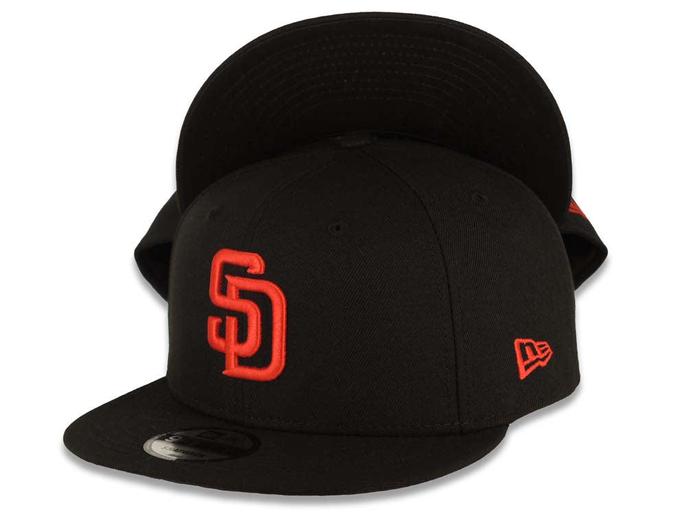 San Diego Padres New Era MLB 9FIFTY 950 Snapback Cap Hat Black Crown/Visor Red Logo Black UV