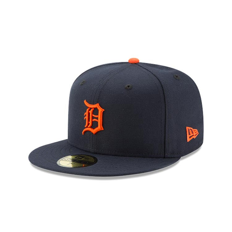 (Youth) Detroit Tigers New Era MLB 59FIFTY 5950 Kid Fitted Cap Hat Navy Blue Crown/Visor Orange Logo
