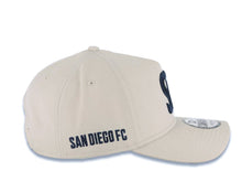 Load image into Gallery viewer, San Diego FC New Era MLS 9FORTY 940 Adjustable A-Frame Cap Hat Stone Crown/Visor Navy Blue Logo Navy Blue UV
