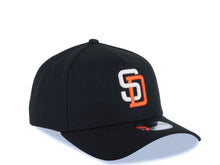 Load image into Gallery viewer, San Diego Padres New Era MLB 9FORTY 940 Adjustable A-Frame Cap Hat Black Crown/Visor Glow White/Orange Logo Gray UV
