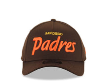 Load image into Gallery viewer, San Diego Padres New Era MLB 9FORTY 940 Adjustable A-Frame Cap Hat Brown Crown/Visor Orange/Yellow Text/Script Logo Green UV
