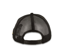 Load image into Gallery viewer, San Diego Padres New Era MLB 9FORTY 940 Adjustable A-Frame Trucker Mesh Cap Hat Black Crown/Visor Brown/Yellow Brown/Yellow Swinging Friar Logo
